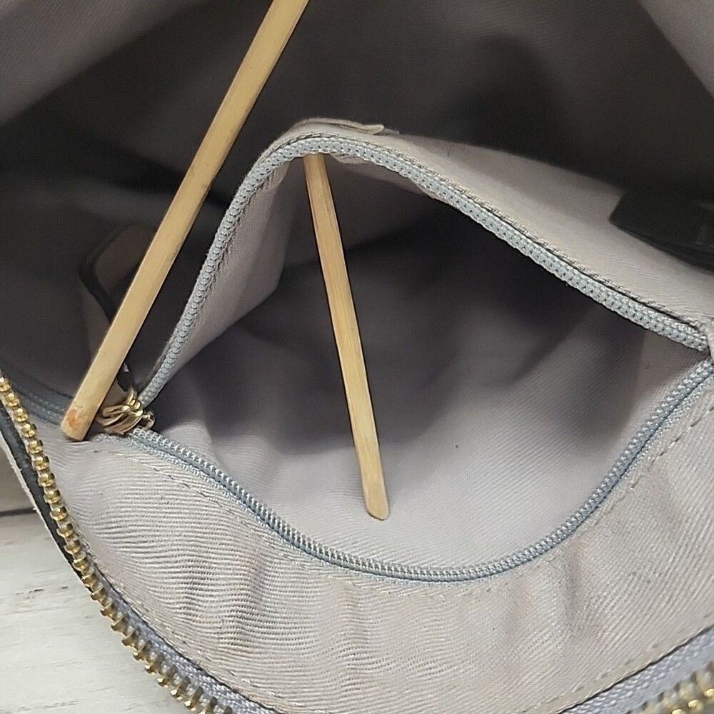 H&M Gray 100% Suede Shell Crossbody Bag Leather  Purse Small Travel - Picture 11 of 14